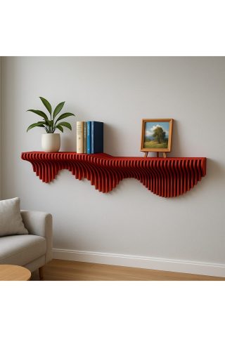 Parametrik Dalga Duvar Rafı – 100 × 17 × 30 cm