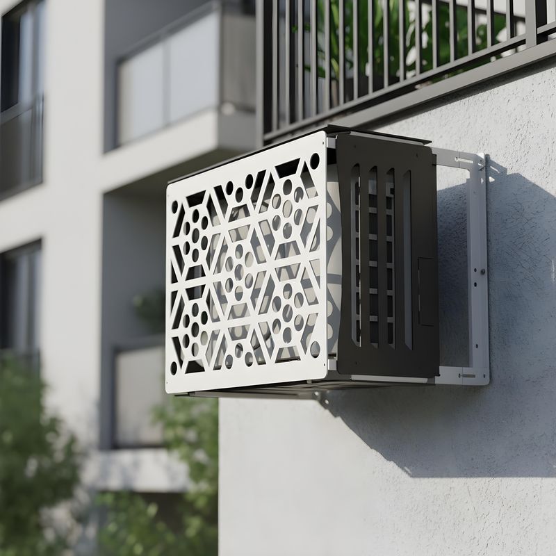 Altıgen desenli kompozit kılıf, apartman cephesindeki klima dış ünitesinde